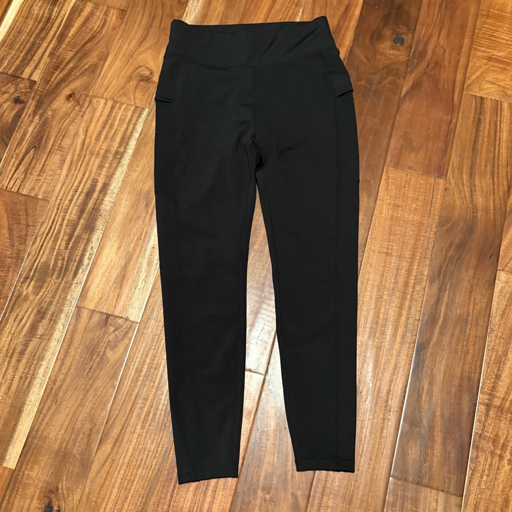 Pop Fit Black High Waisted Leggings with Pockets Women’s Large (0458)